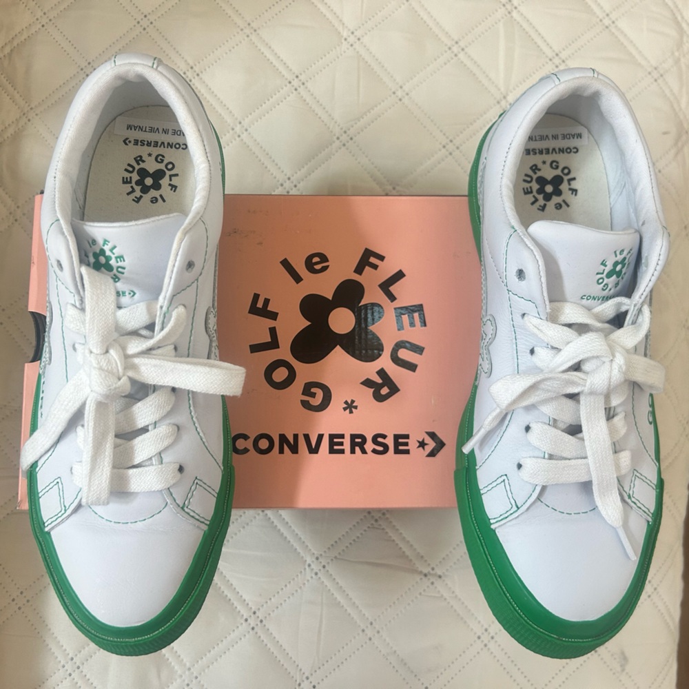 Converse Golf Le Fleur White and Green Shoes